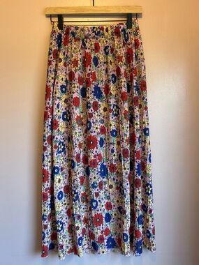 Monki floral pleated maxi skirt with elastic waistband